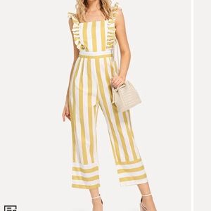 YELLOW AND WHITE STRIPPED JUMPSUIT